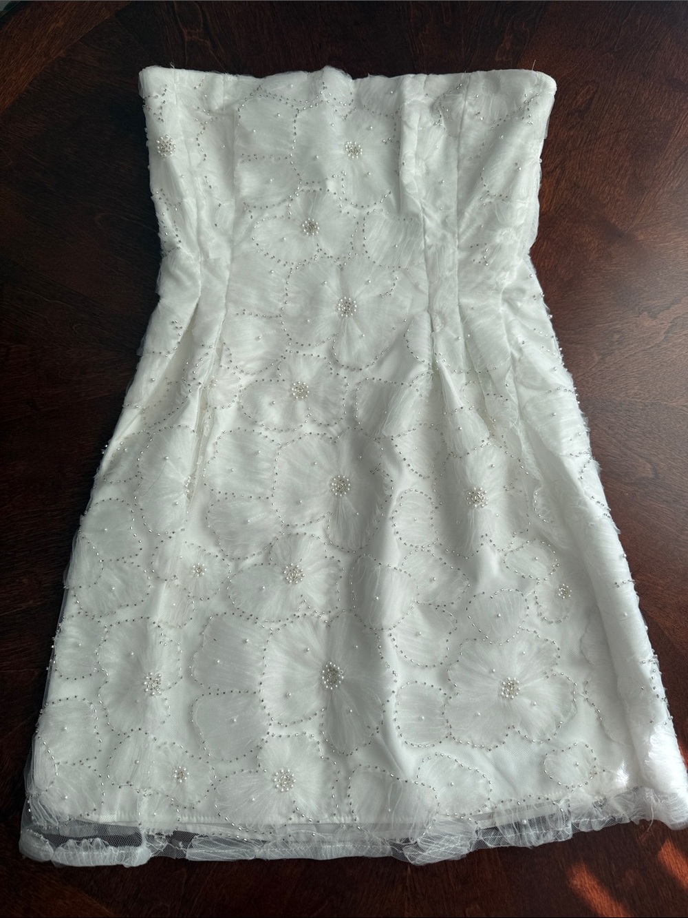 NWT Sam Edelman White Strapless Beaded Floral Dress